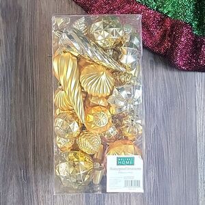 Holiday Home gold shatterproof ornaments 40 assorted